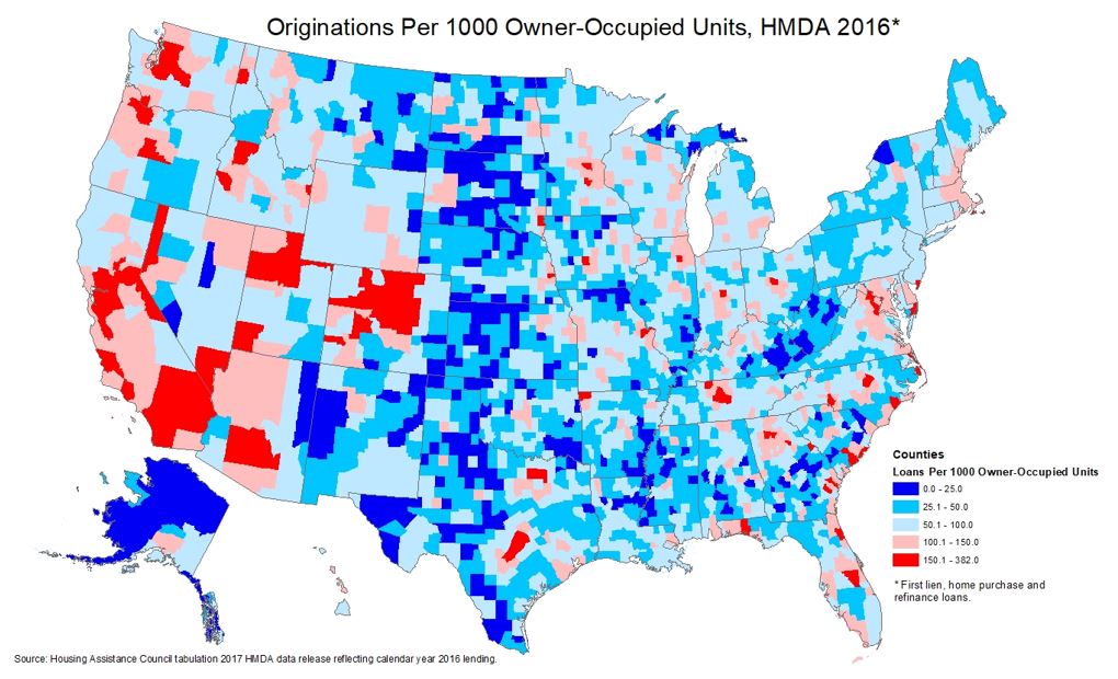 Originations Per 1000 Owner-Occupied Units, HMDA 2016