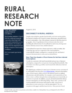 Disconnect in Rural America - Rural Research Brief