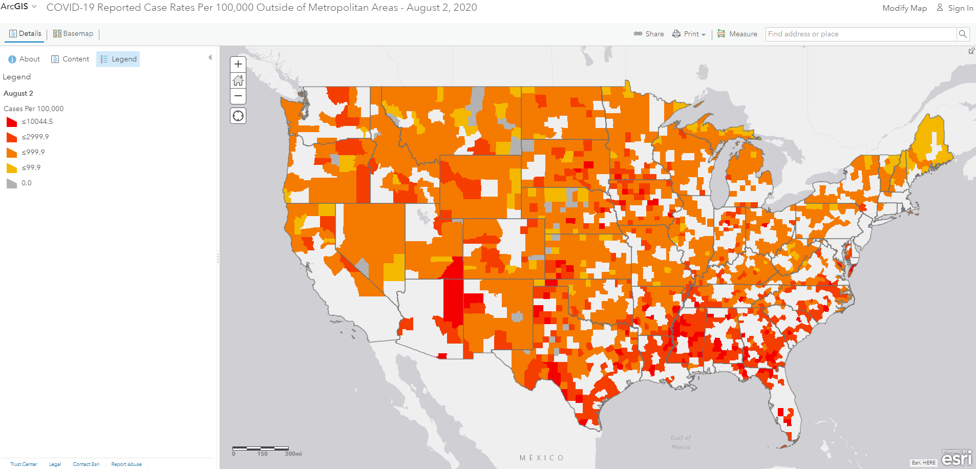 Covid-19 Reported Cases per 100,000 population - August 2, 2020