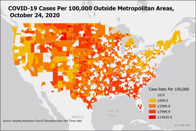 Covid-19 Cases Per 100,000 Outside Metropolitan Areas - 10-24-2020