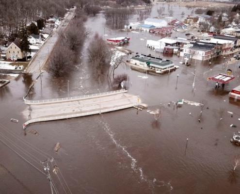 Damages from flooding in the Midwest